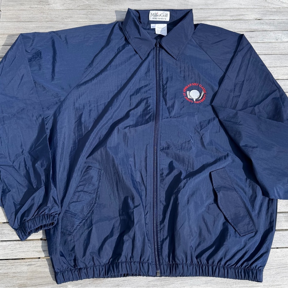 Navy Lightweight Zip-Up Jacket, pouch for easy use